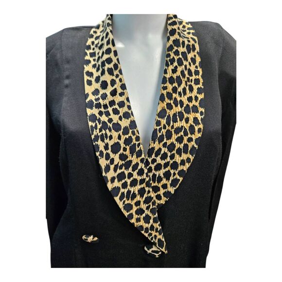 Scarlett Black Womens Size Large Animal Print Lapel Blazer Vintage 80's - Picture 3 of 10